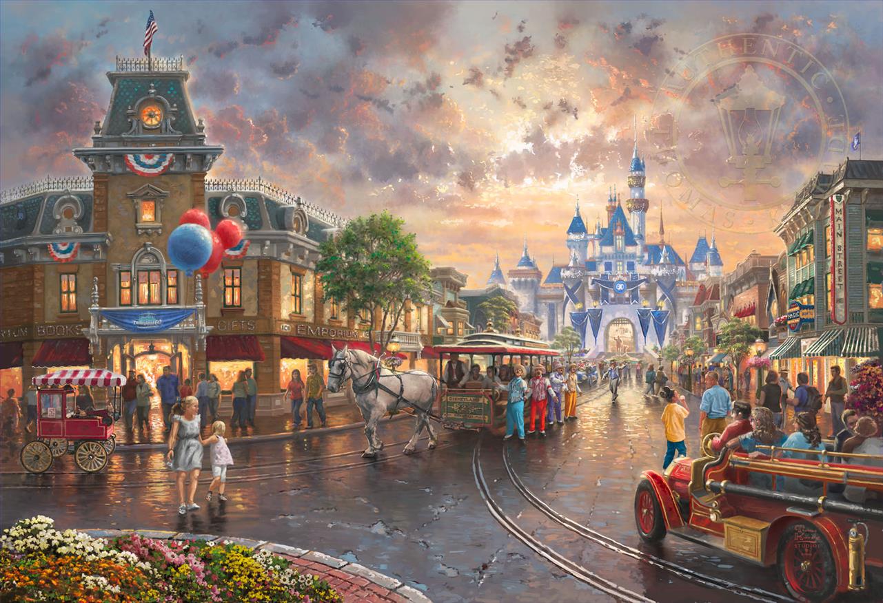 Thomas Kinkade zum 60 jährigen Jubiläum von Disneyland Ölgemälde